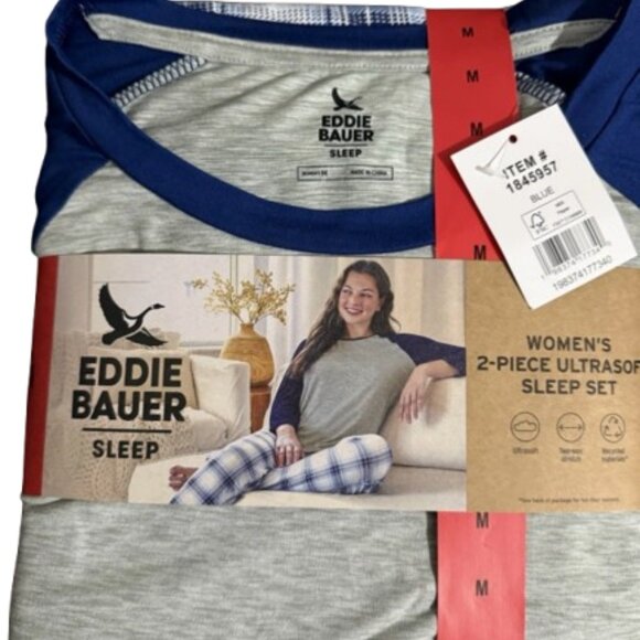 NWT Eddie Bauer Women’s Ultra Soft 2-Piece Sleep Pajama Lounge Set | Blue - Picture 8 of 8